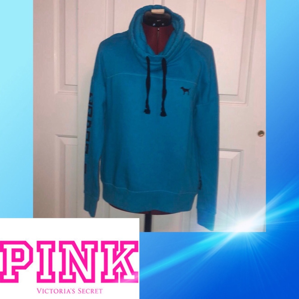 PINK Blue Cowl Neck Sweater